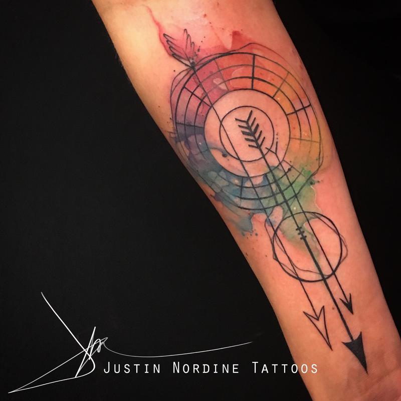 Color wheel Archery Tattoo by Justin Nordine TattooNOW